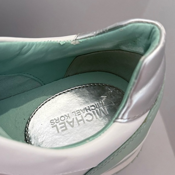 MICHAEL KORS Billie Trainer Sneakers in Pale Jade Diamond Lasered Leather - Picture 12 of 16